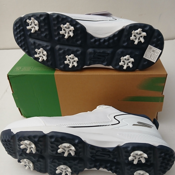 Skechers White/Navy Water Repellent Sneakers Go Golf Torque Size 10 New $55 - Picture 2 of 11